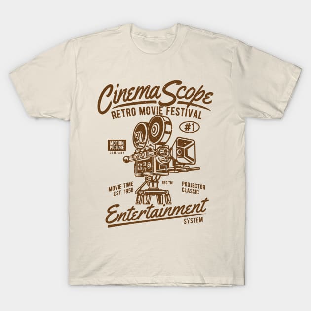 Cinema Scope Retro Movie Festival Entertainment System Motion Picture T-Shirt by JakeRhodes